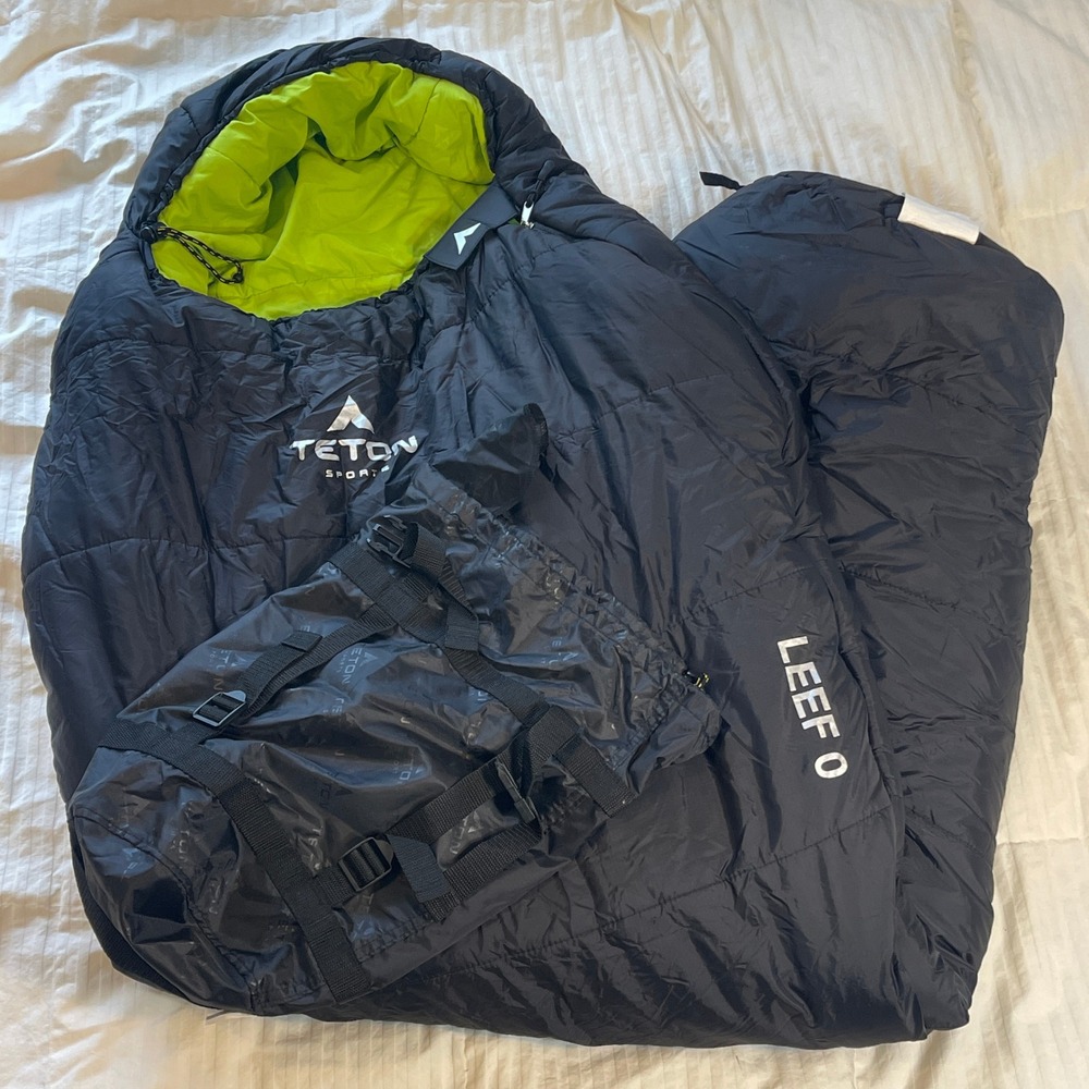 Teton Sports Leef 0 Sleeping Bag 0F Short Left Zip Mummy Black Lime 1173
